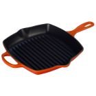 LS2021-262 Le Creuset 10" Flame Orange Signature Square Skillet Grill Fry Pan