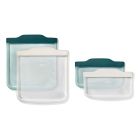 four reusable bags in Lagoon and Oat Image
