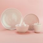 Everything Kitchens Modern Colorful Neutrals - Rippled 16-Piece Dinnerware Set - Glazed | Blush Pink - PINK shoot