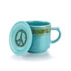 Fiesta® 16oz Stackable Mug and Coaster/Mug Cover Set | Peace & Love (Turquoise)