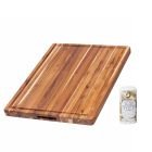 TeakHaus Edge Grain Carving Board w/Hand Grip + Juice Canal (Rectangle) | 24" x 18" x 1.5" with Board Seasoning Stick

