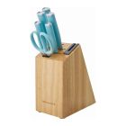 image shows KitchenAid Classic 7-Piece Self-Sharpening Knife Block Set | Mineral Water Handles with Natural Block against a blank, white background Image