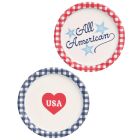  image shows xo, Fetti 24-Piece Paper Plates | All American Plates  against a blank, white background Image