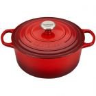 Le Creuset 5.5 Qt. Round Signature Cast Iron French Oven with Stainless Steel Knob | Cerise/Cherry Red