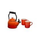 Le Creuset 1.25 Qt. Demi Kettle Tea Pot & Mugs Set