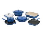 Neo 10Pc Cast Iron Cookware Set, Blue