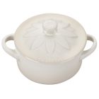 Le Creuset Mini Cocotte with Flower Lid - White