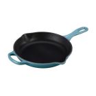 LS2024-2317 LeCreuset Signature Iron Handle 9 inch Skillet - Caribbean Blue