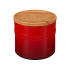 Le Creuset 1 1/2 qt. [5 1/2" diameter] Canister with Wood Lid - Cerise Red (Storage Containers) PG1518-1467