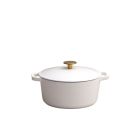image shows Kana Milo 3.5 Qt. Mini Dutch Oven | White & Gold against a blank, white background Image