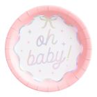 image shows xo, Fetti 25-Pieces Oh Baby Paper Plates  against a blank, white background Image