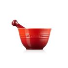 image shows Le Creuset Mortar and Pestle Set | Cerise  against a blank, white background Image