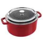 Staub 4 Qt. Round Cocotte/Dutch Oven with Glass Lid | Cherry Red