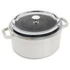 Staub 4 Qt. Round Cocotte/Dutch Oven with Glass Lid | White Truffle