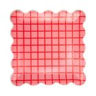 My Mind's Eye Red and Pink Grid Scallop Square Plates | 8-Piece Image