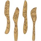 Talisman Designs 2301 Set of 4 Cheese Knives / Cheese Spreaders: Made of Natural Beechwood with Laser-Etched Art