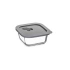 image shows Click Clack 0.3 Quart Cook+ Square Heatproof Glass Container | Grey against a blank, white background Image