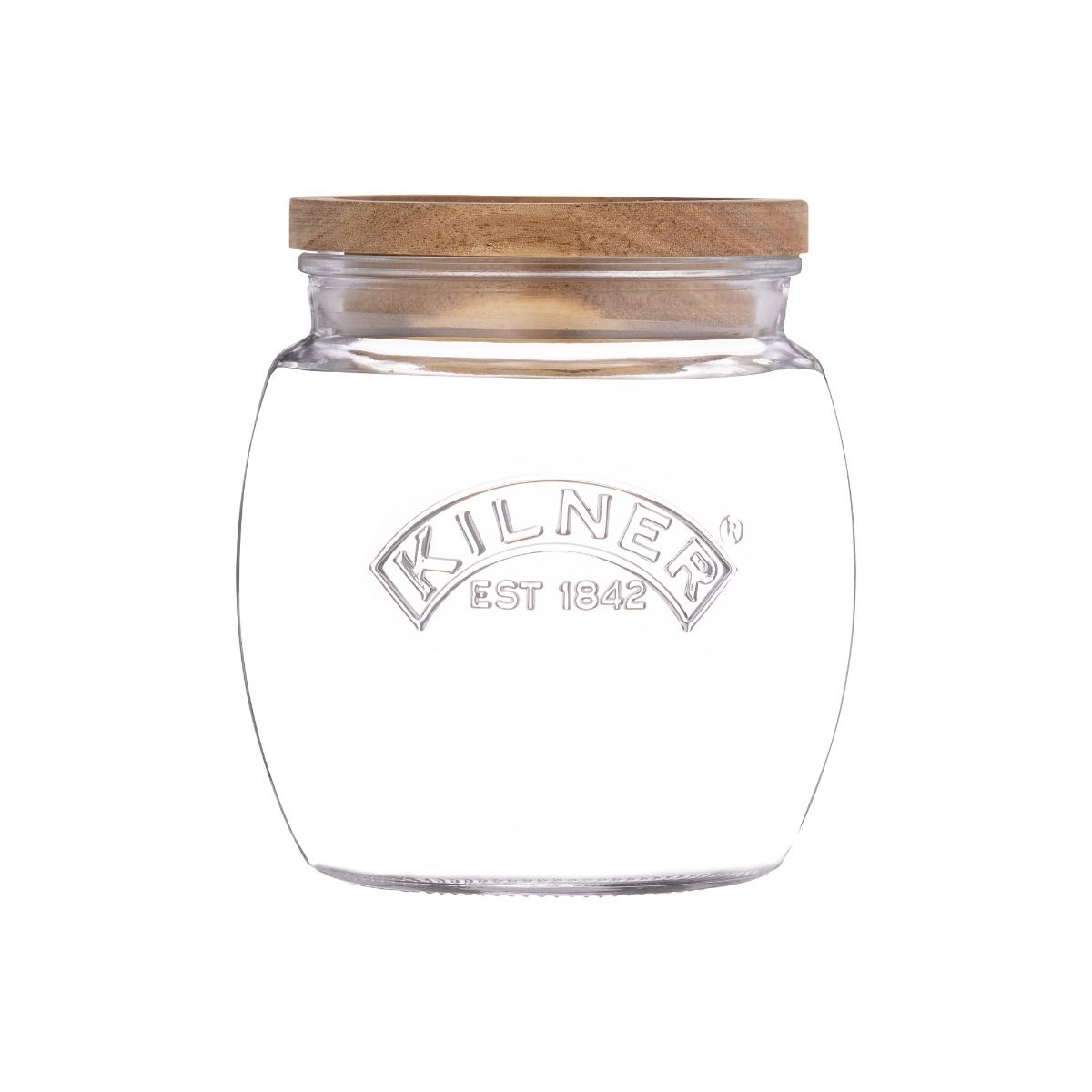 Universal Push Top 28.7oz Glass Storage Jar with Wooden Lid | Kilner |  Everything Kitchens, image size:1200x1200