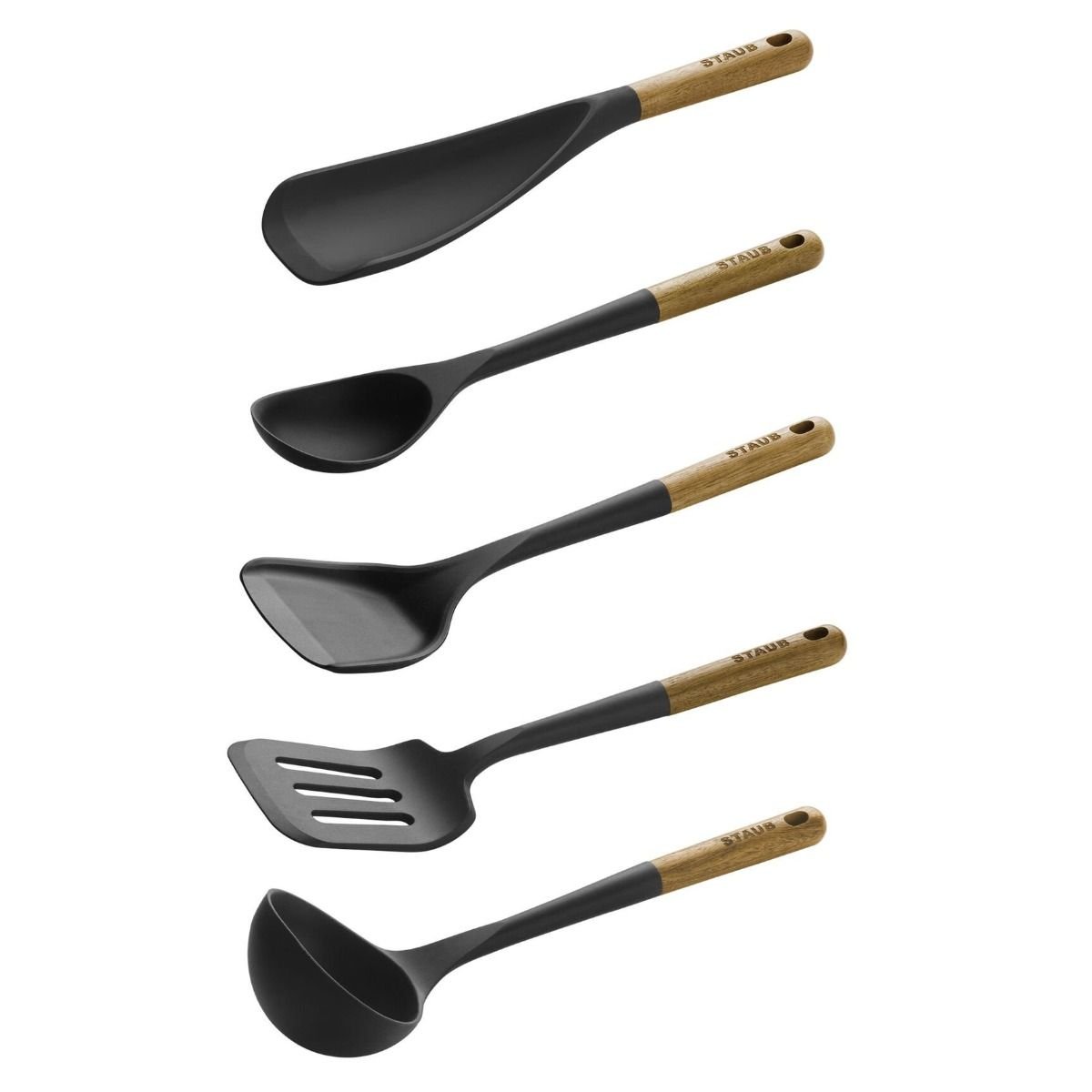 Honeybloom 5-Pack Assorted Wood & Silicone Kitchen Tools
