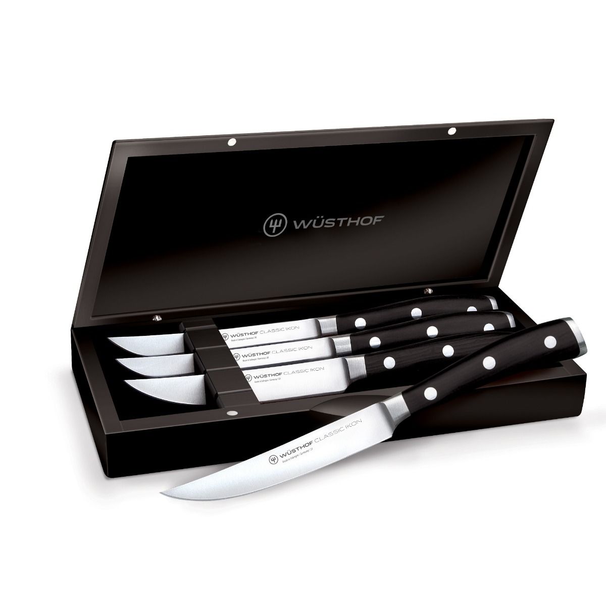 Classic IKON 4-Piece Steak Knife Set with Wood Box | WÜSTHOF