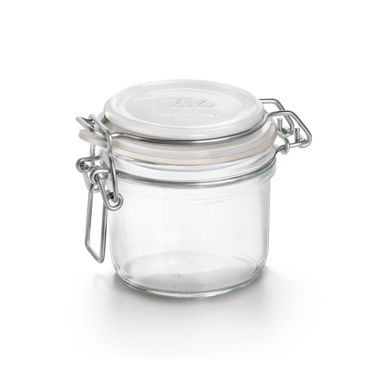 Fido 6.75-Ounce Clear Glass Jar - White Top | Bormioli Rocco