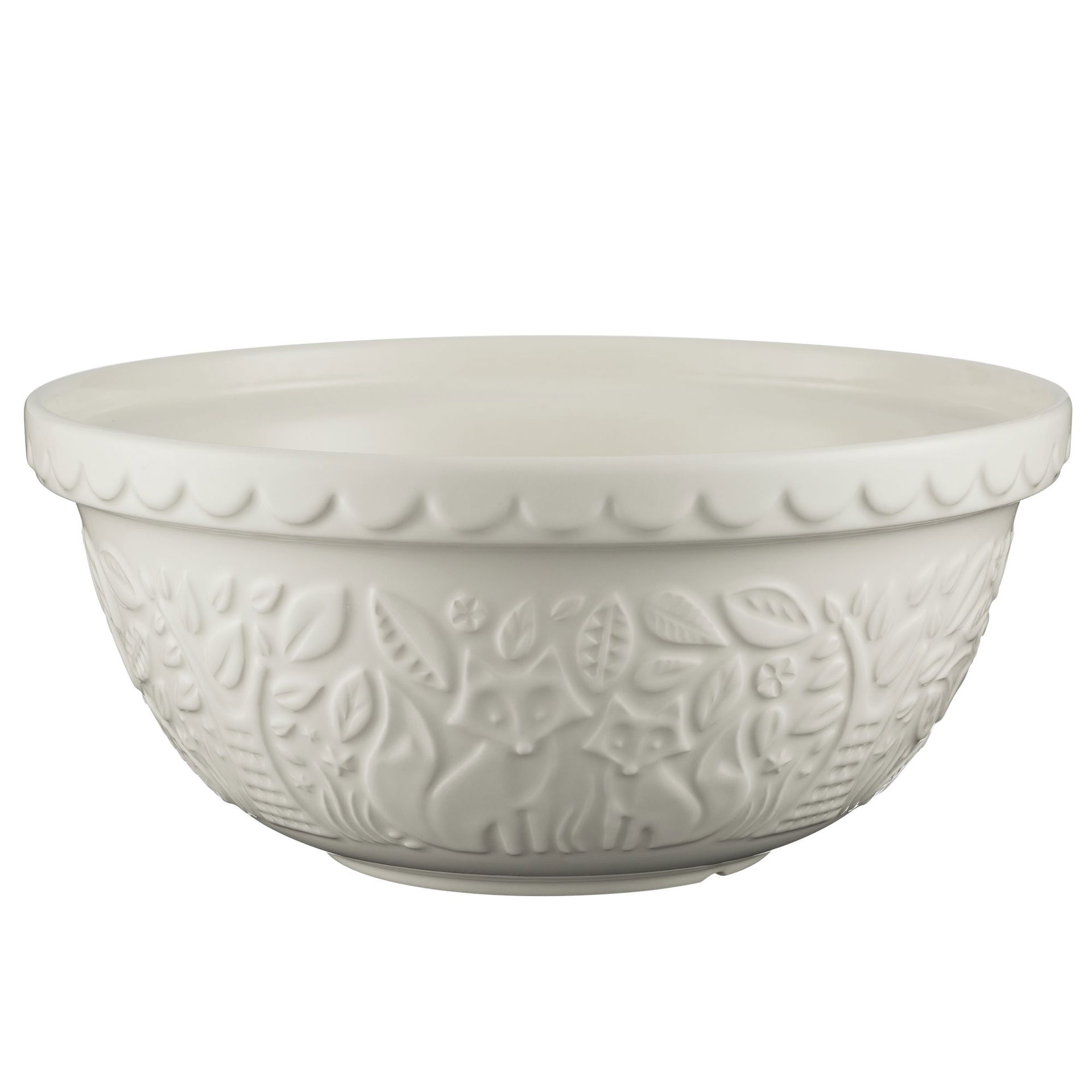 Mason Cash In the Forest S12 (4.25 Qt) Embossed Mixing Bowl | Fox (Cream)