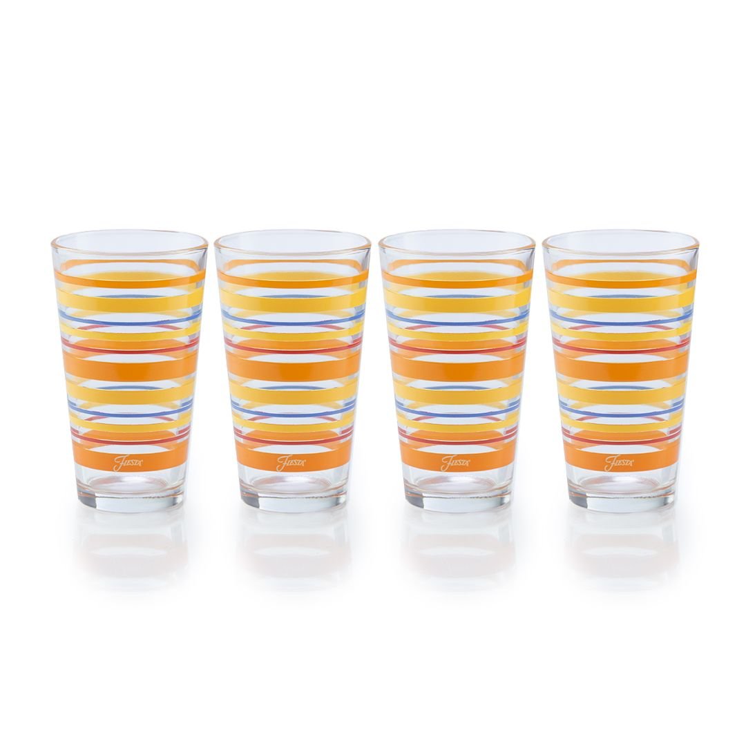 Flaired 6-Pc. Striped Glass Set in Mixed - FiestaSpecialties