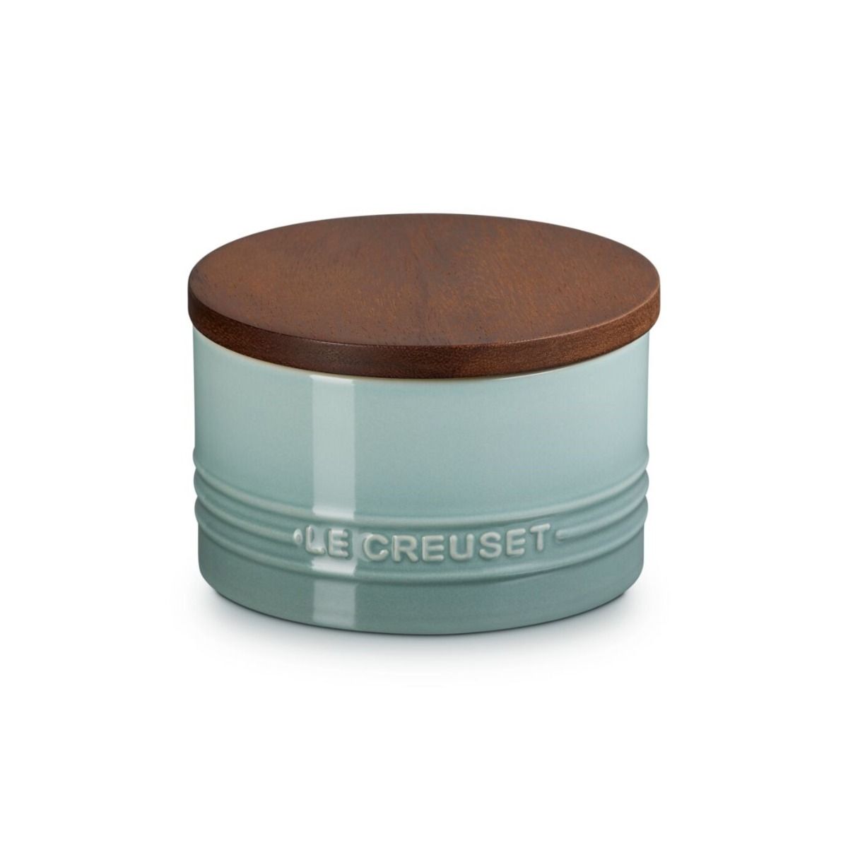 Signature 16oz Stoneware Canister with Acacia Wood Lid (Sea Salt