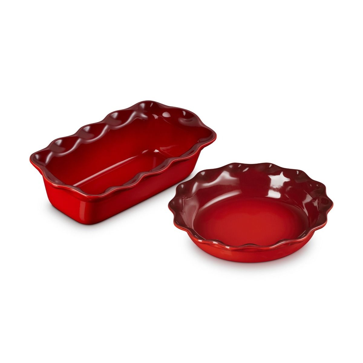 Heritage 2-Piece Fluted Pie Dish & Fluted Loaf Pan Set (Cerise