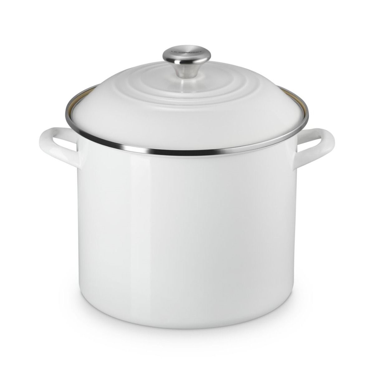 12 Qt. Enamel On Steel Stockpot with Stainless Steel Knob (White