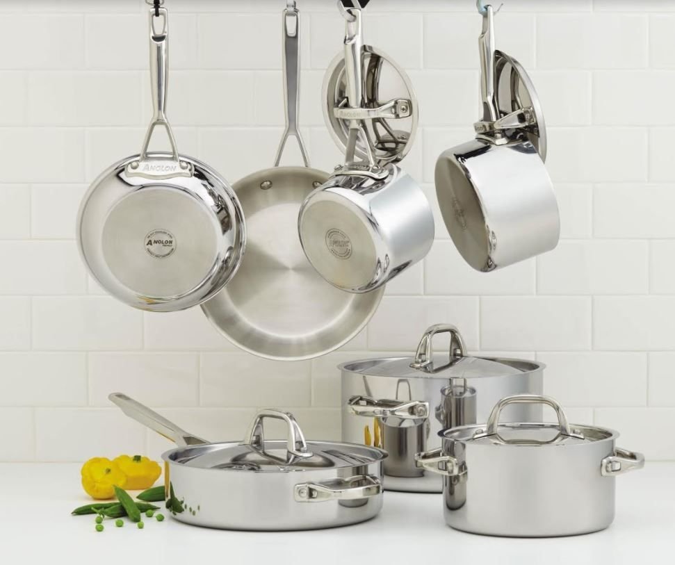 Anolon Tri-Ply Clad Stainless Steel 12pc Cookware Set
