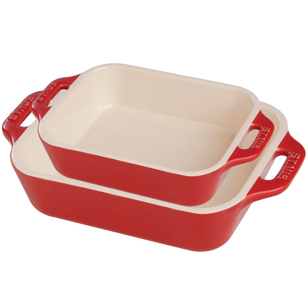 Staub 2pc Rectangular Baking Dish Set - Cherry Red | Everything