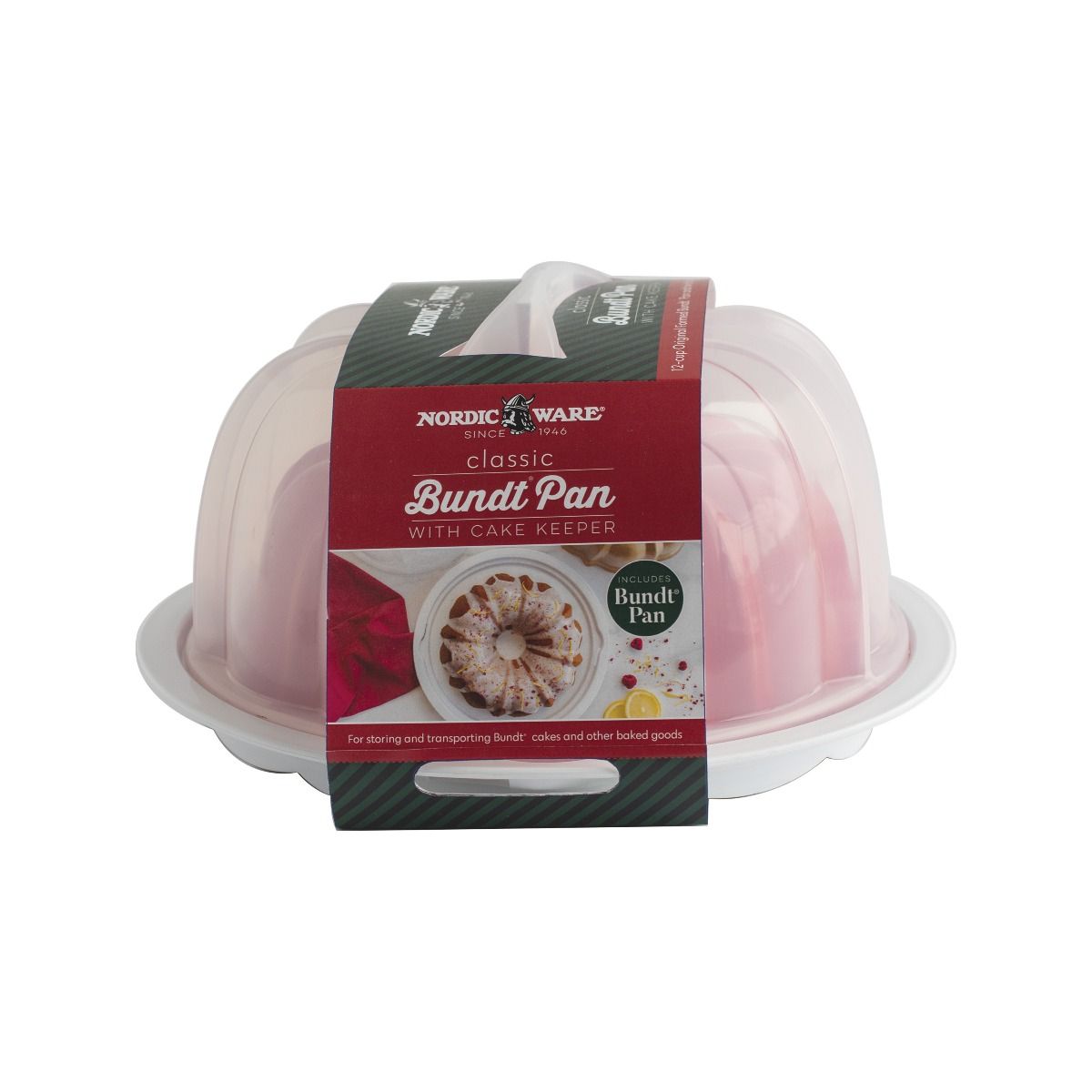 Nordic Ware Red Formed Bundt Pan with Cake Keeper