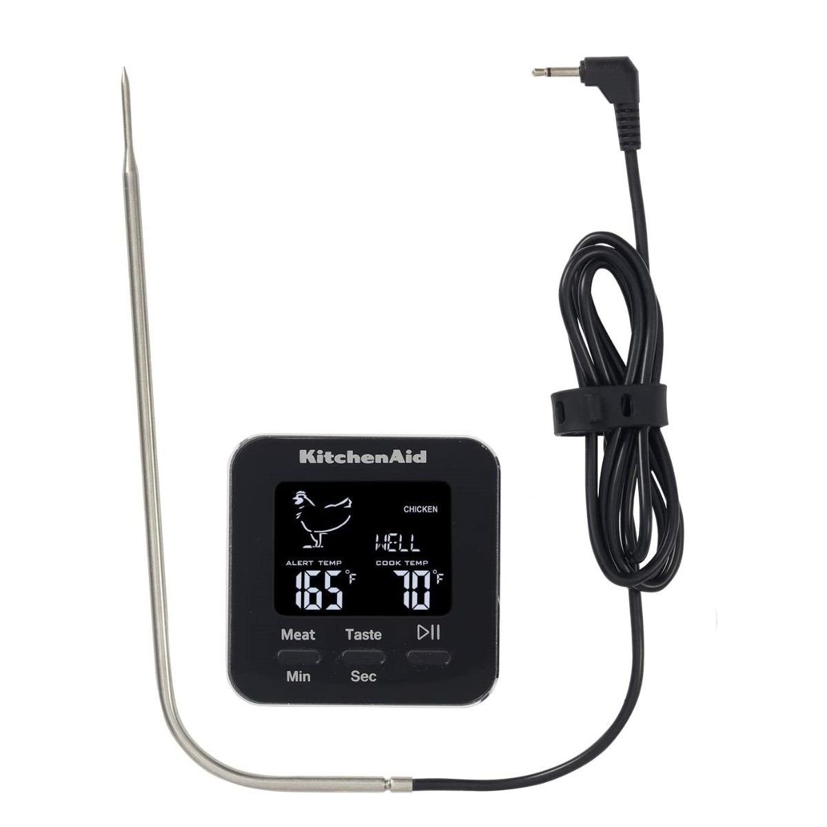 KitchenAid KQ901 Instant Read Food Thermometer for Kitchen or Grill,  TEMPERATURE RANGE: 20F to 220F, 1 inch dial, Black