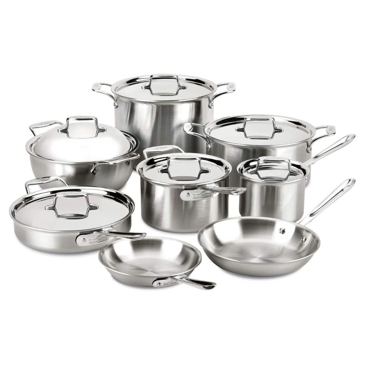 D5 Brushed Stainless Steel 14-Piece Cookware Set, All-Clad