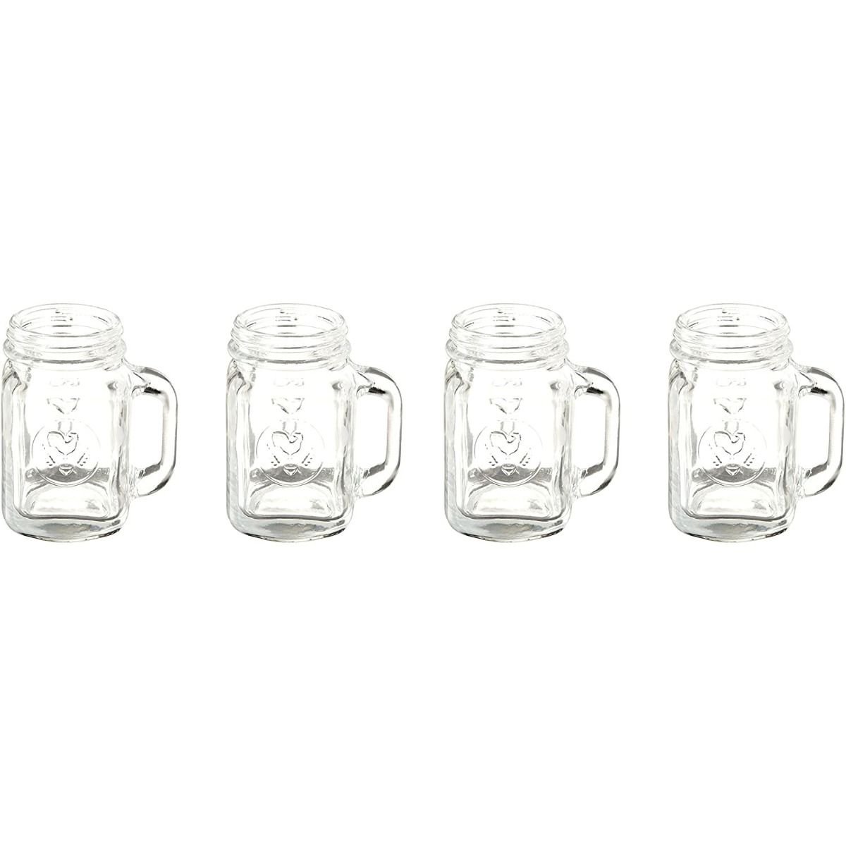 4pc Kikkerland Camping Stainless Steel Shot Glass 1oz Metal Glasses Leather Case