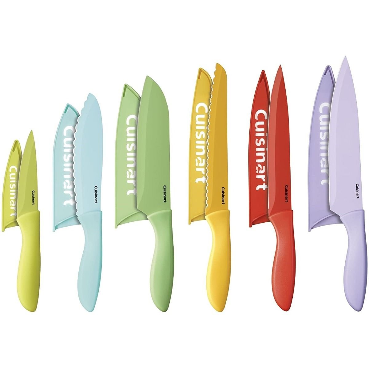 Non-Stick Edge Collection Ceramic Coated Knife Set & Acrylic Stand