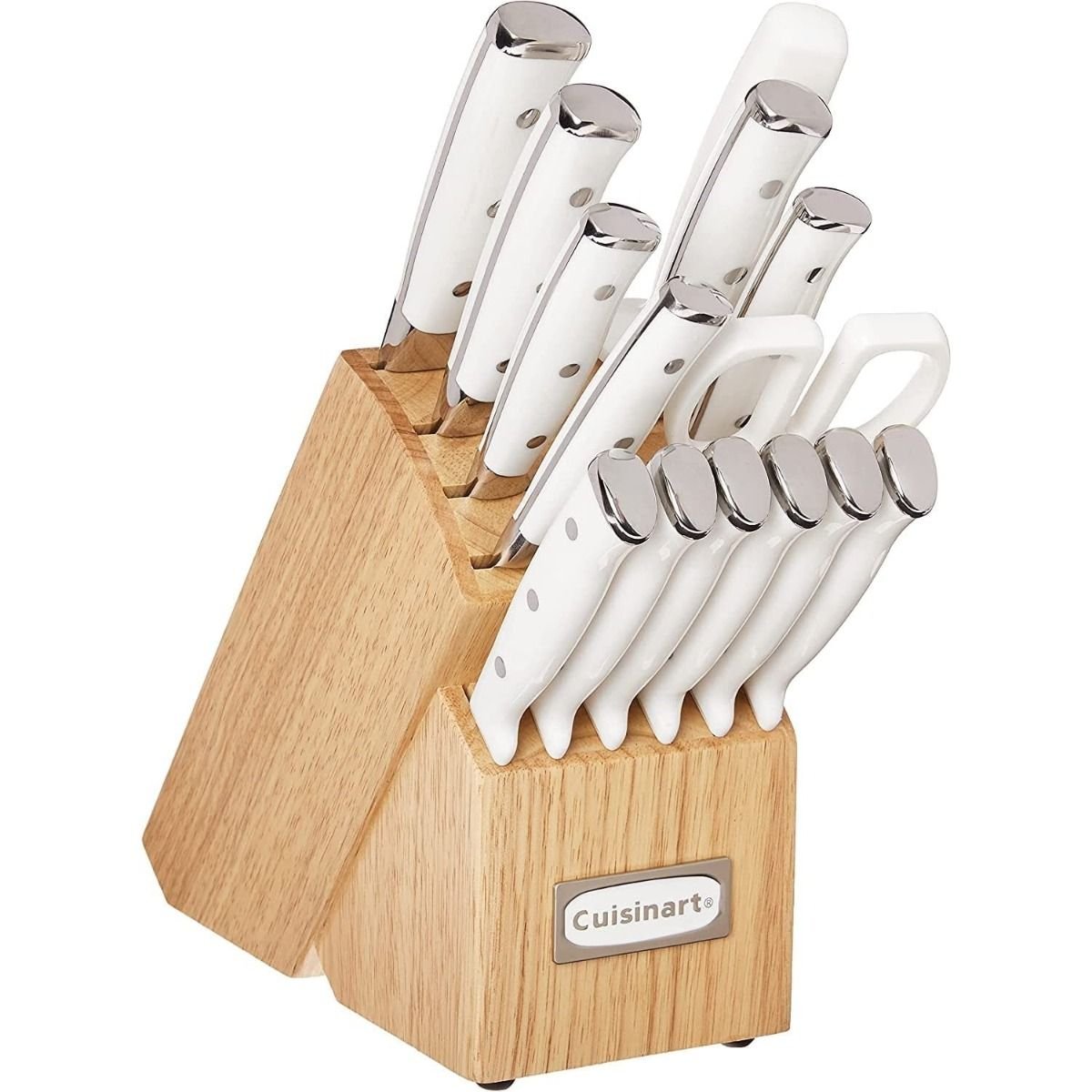 Cuisinart Classic 13-Piece White Stainless Steel Knife Block Set with 9-Knives Sharpening Steel and All-Purpose Sheers