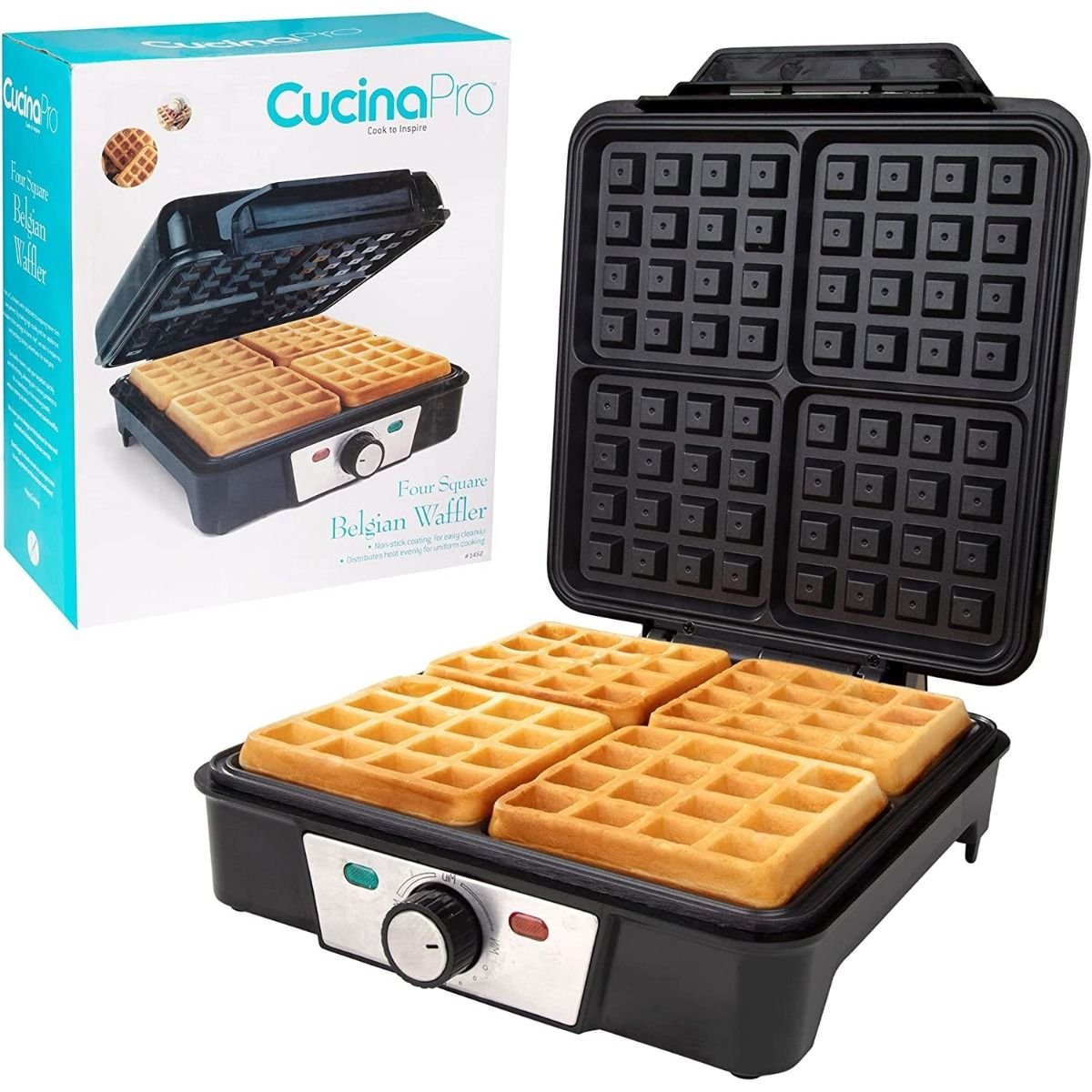 CucinaPro Classic Round 4-Slice Stainless Steel American Waffle