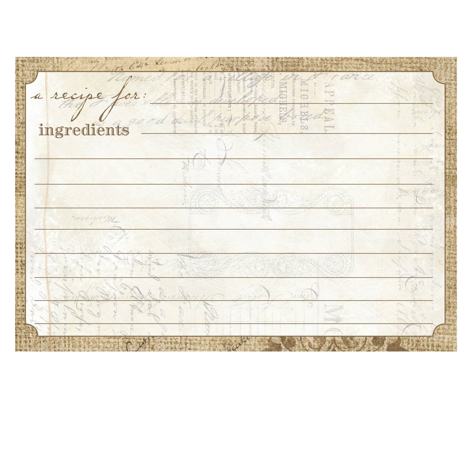 Weatherbee Recipe Card Dividers 4X6