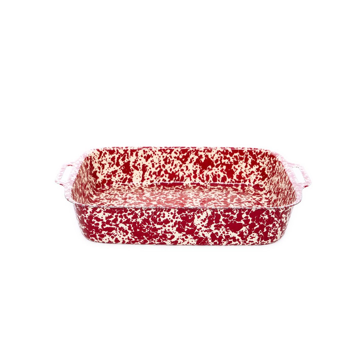 Crow Canyon Enameled 4-Quart Lasagna Pan Burgundy & Cream