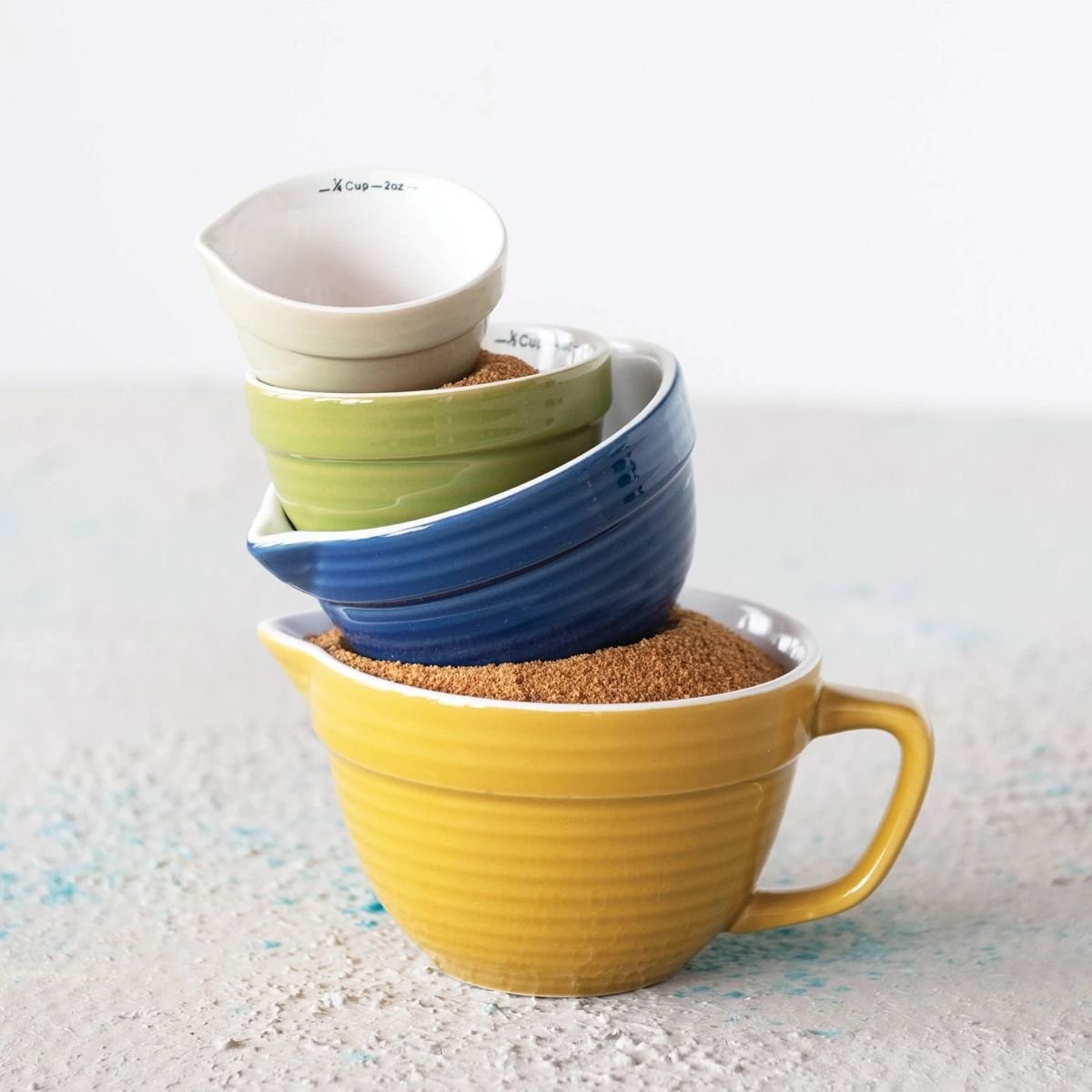 Stoneware Multi-Colored Measuring Cups (Set of 4), Creative Co-Op