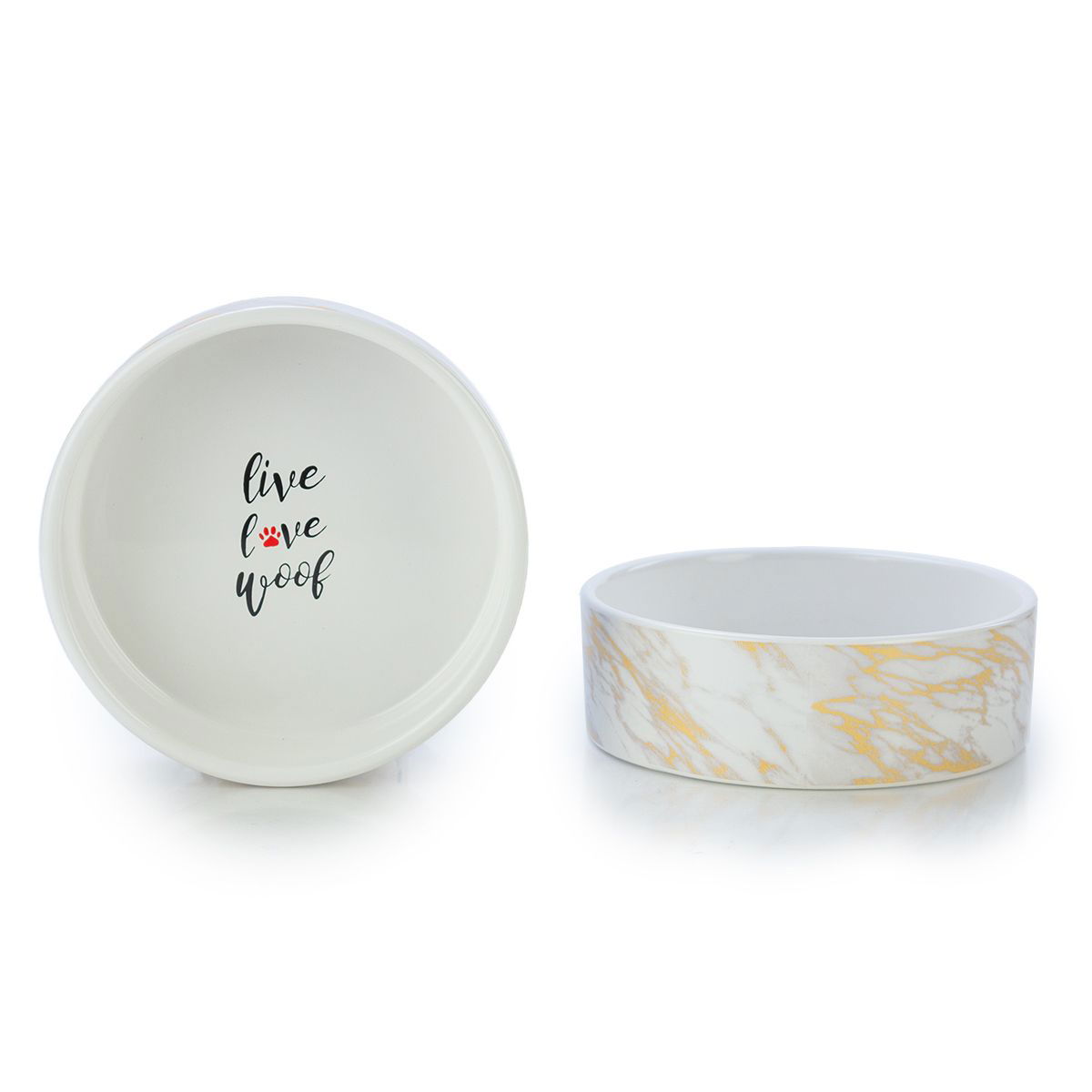 Lisbon Marble Pet Bowl - Designer Dog Bowls and Ceramic Pet Dishes