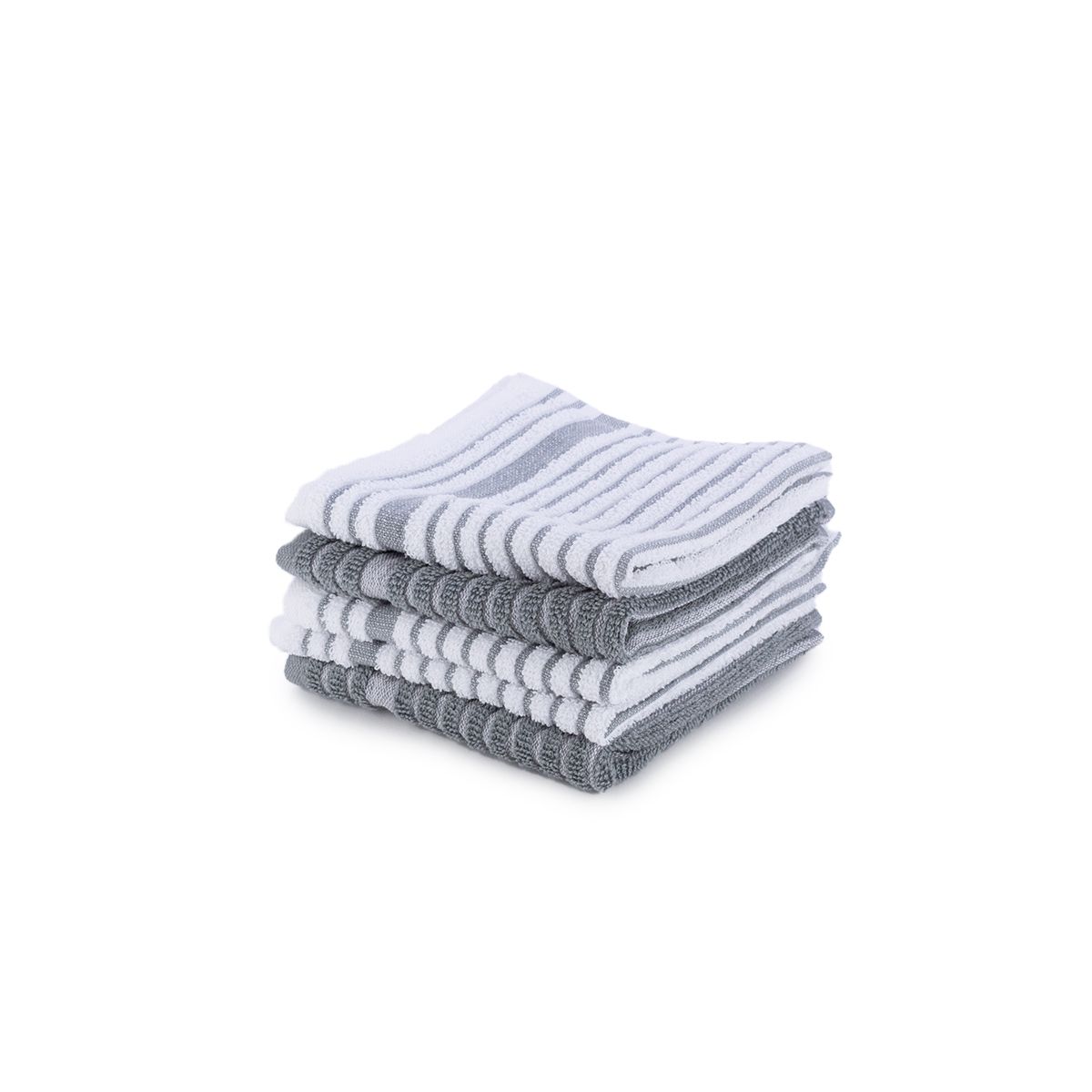 Everything Kitchens Modern Essentials Oversized Recycled Cotton Terry Kitchen Dish Cloths (Set of 5) | Grey & White