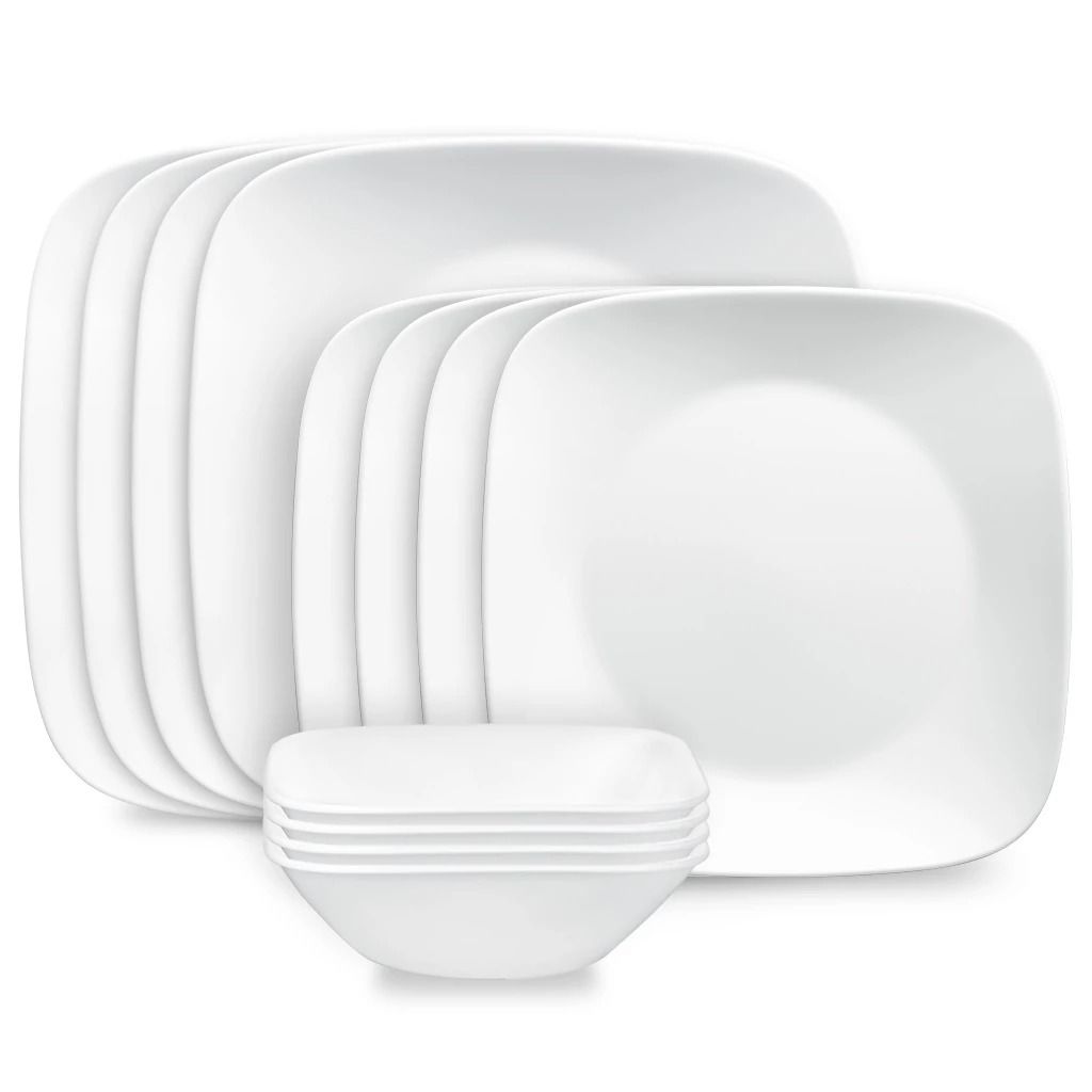 Corelle 皿とボウルセット 24点 12-Piece Dinnerware Set (Studio Square White) | Corelle