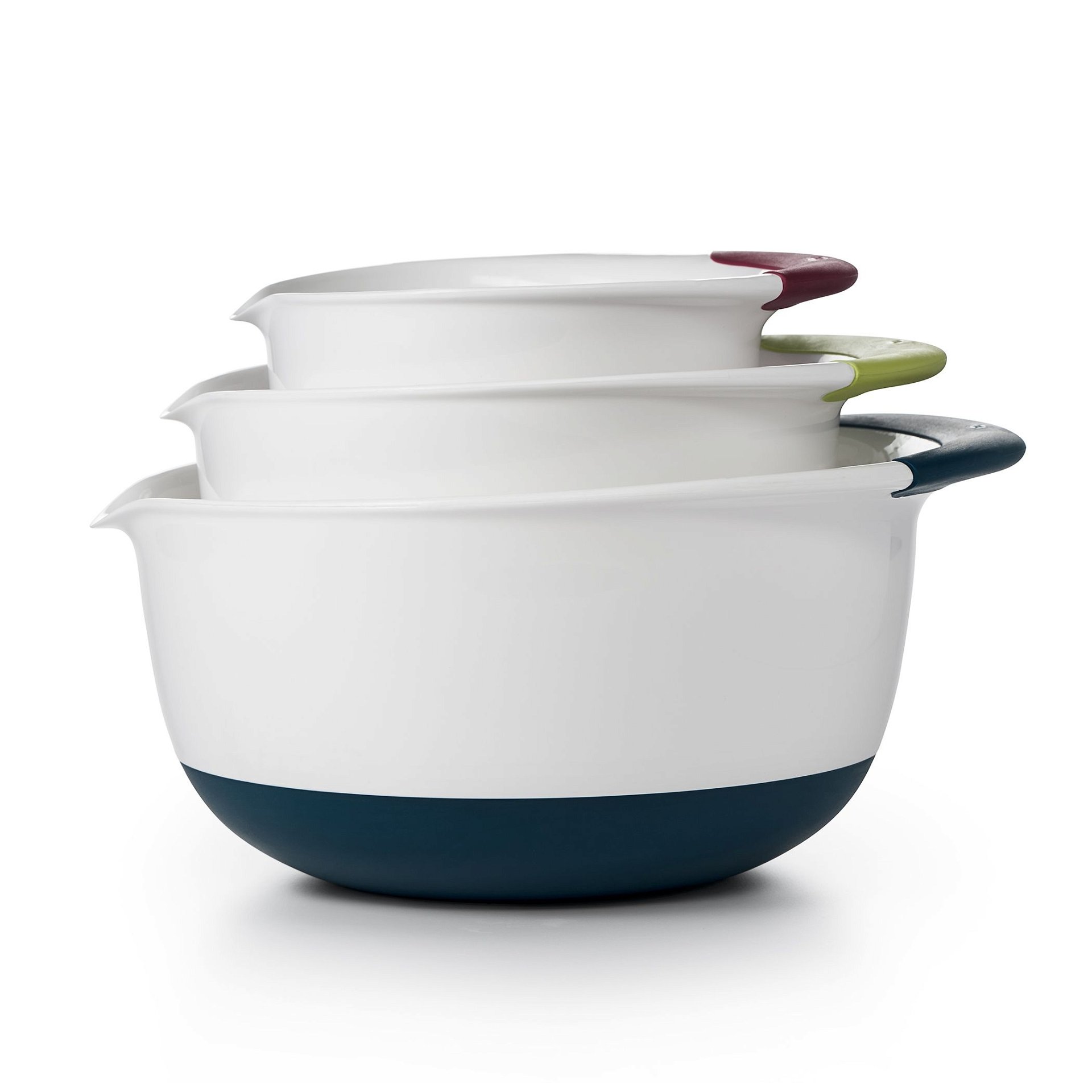 OXO 1066421 Good Grips 3-Piece White Plastic Mixing Bowl Set with