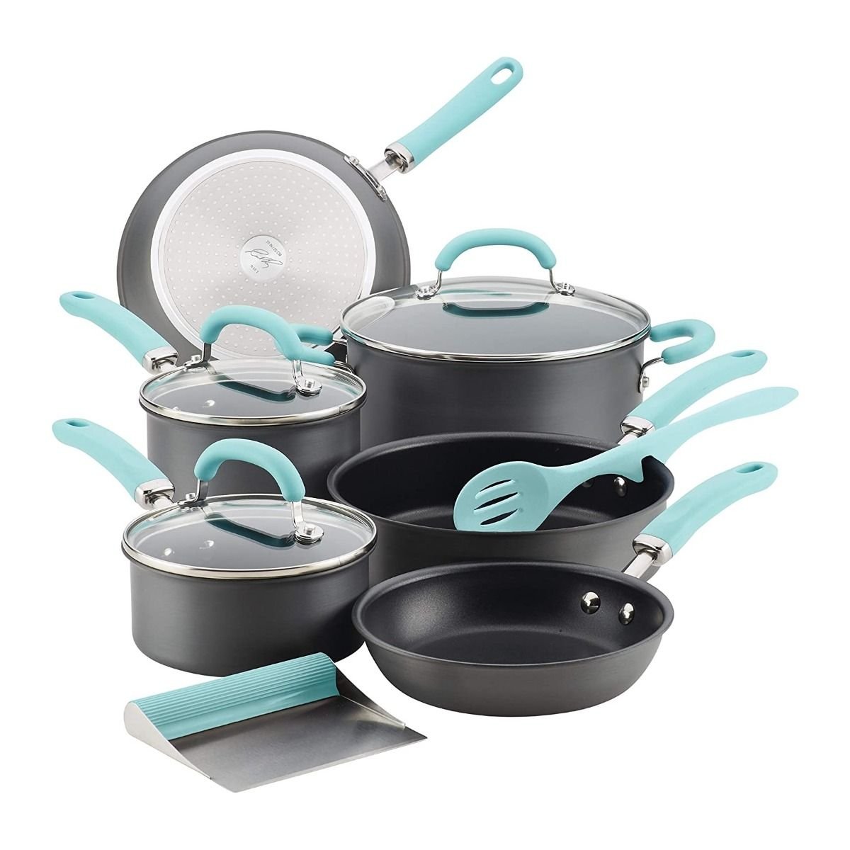 11-Piece Hard Anodized Cookware Set Light Blue Rachael Ray |Everything  Kitchens