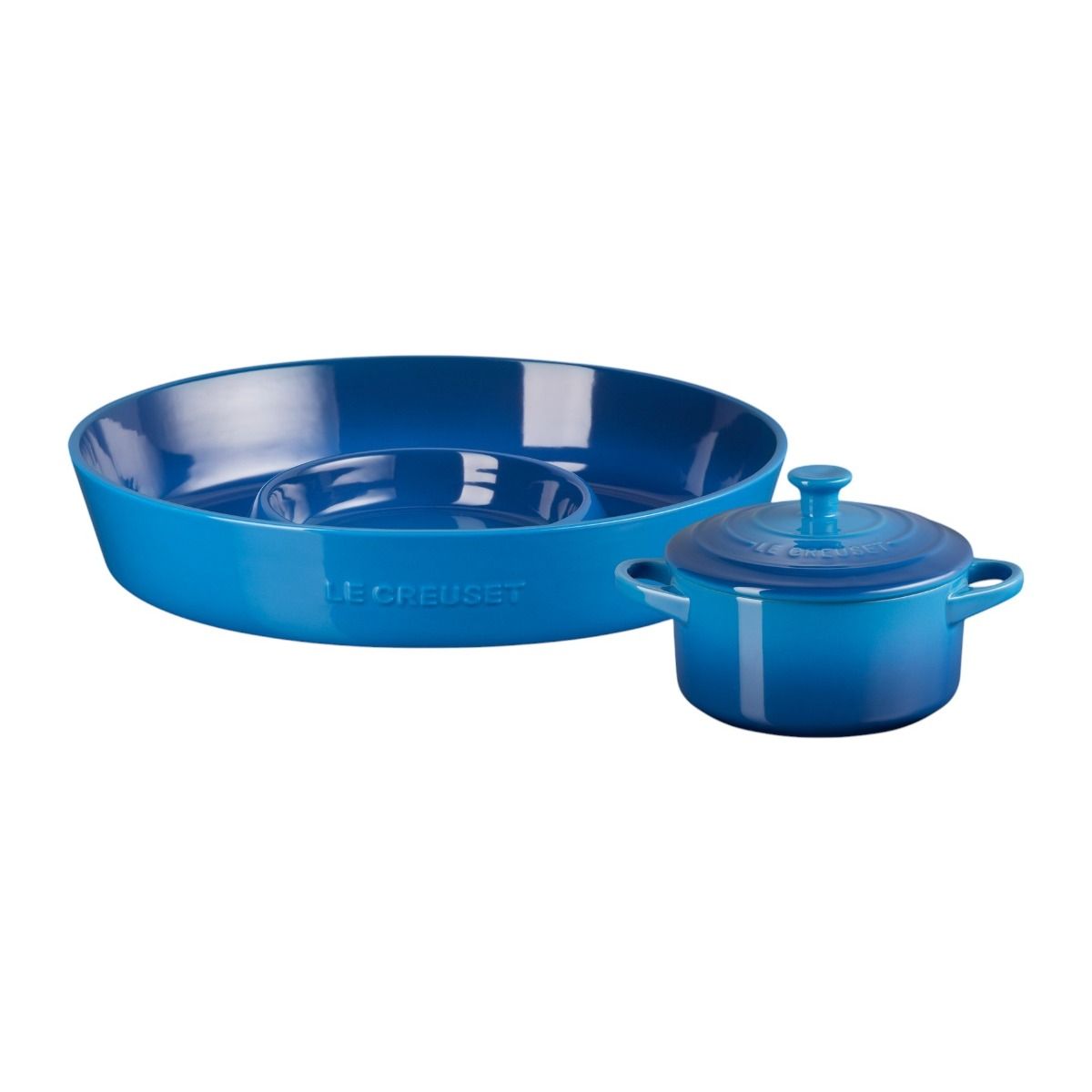 Oval Chip and Dip & 24oz Round Mini Cocotte Set (Marseille) | Le