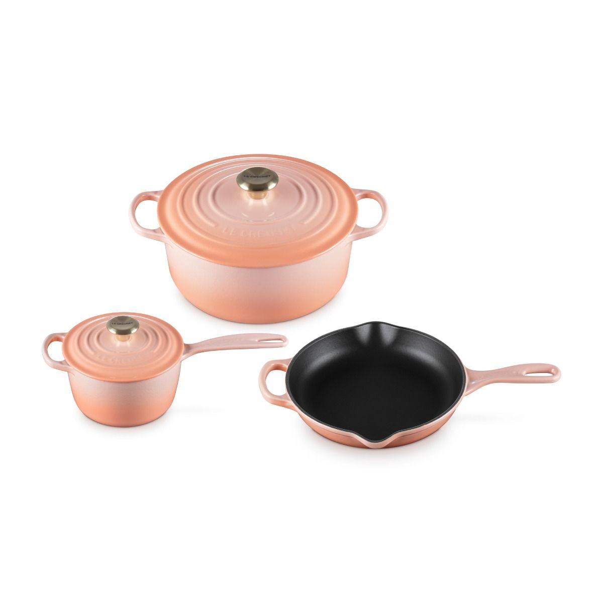 LE CREUSET スタッカブルディッシュ2PCセット 5-Piece Signature Cookware Set with Gold-Colored Stainless