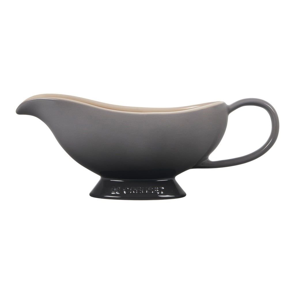 White Le Creuset Stoneware 16 Ounce Gravy Boat with Saucer 